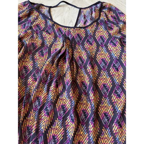 Blu Pepper By Anthropologie Blouse Women L Sheer Fairycore Boho Aztec Sheer 80s - Picture 10 of 15
